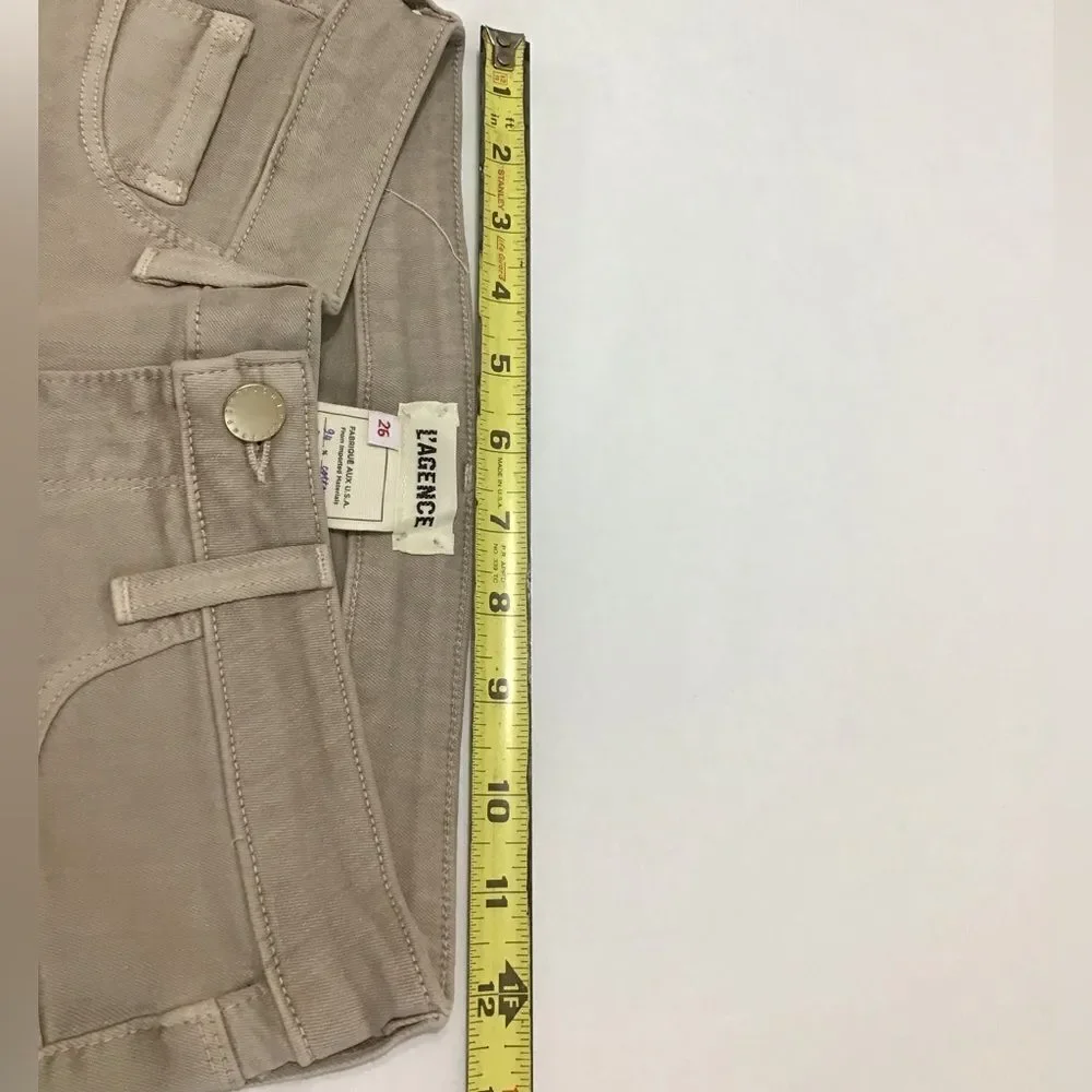 L’AGENCE Tan Skinny High Rise Cropped Jeans Size 26